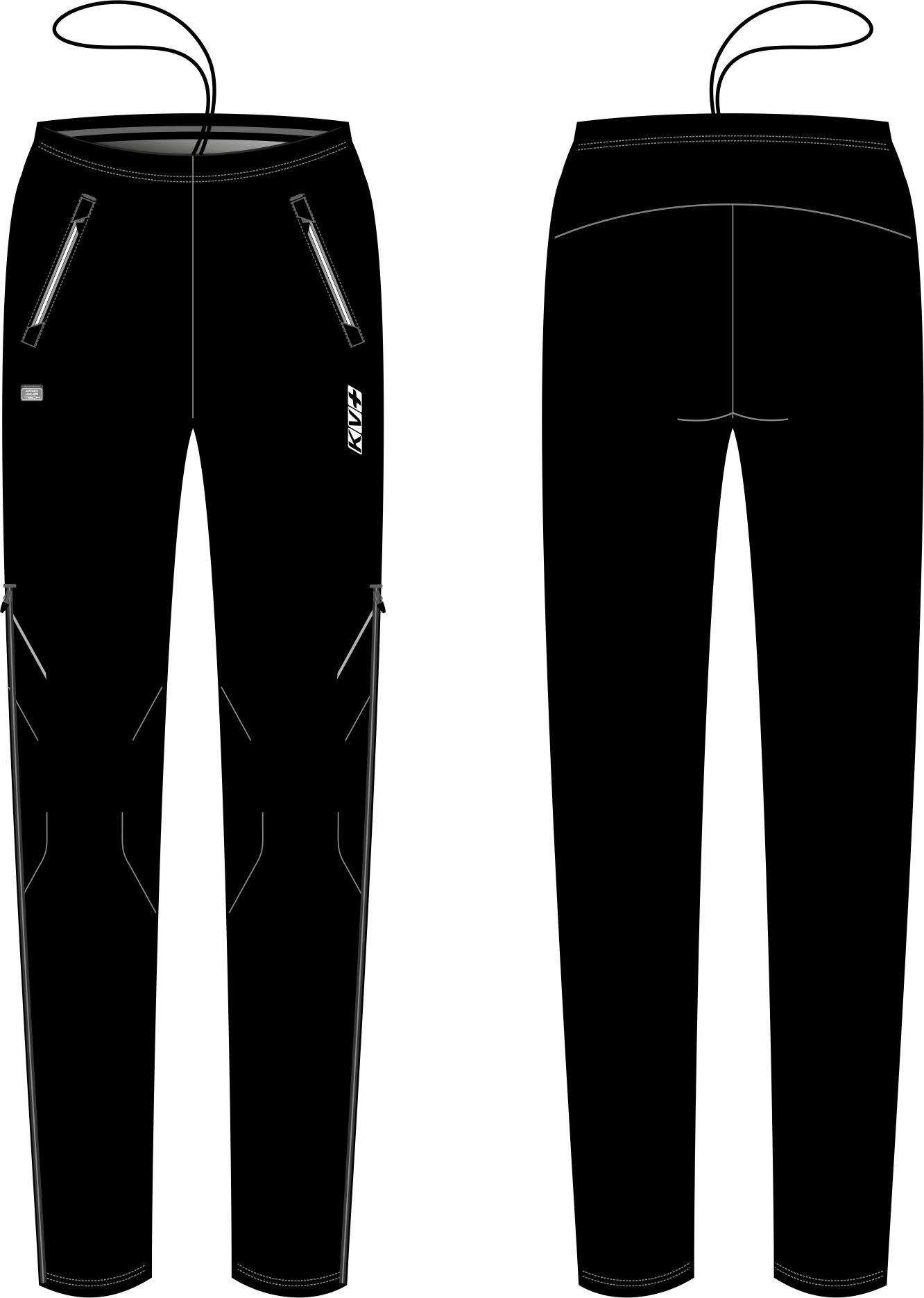 Разминочные брюки KV+ PREMIUM pants full zip black, 23V147.1