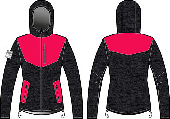 Разминочная куртка KV+ FOCA jersey with hood woman dark grey\pink, 23V125.12